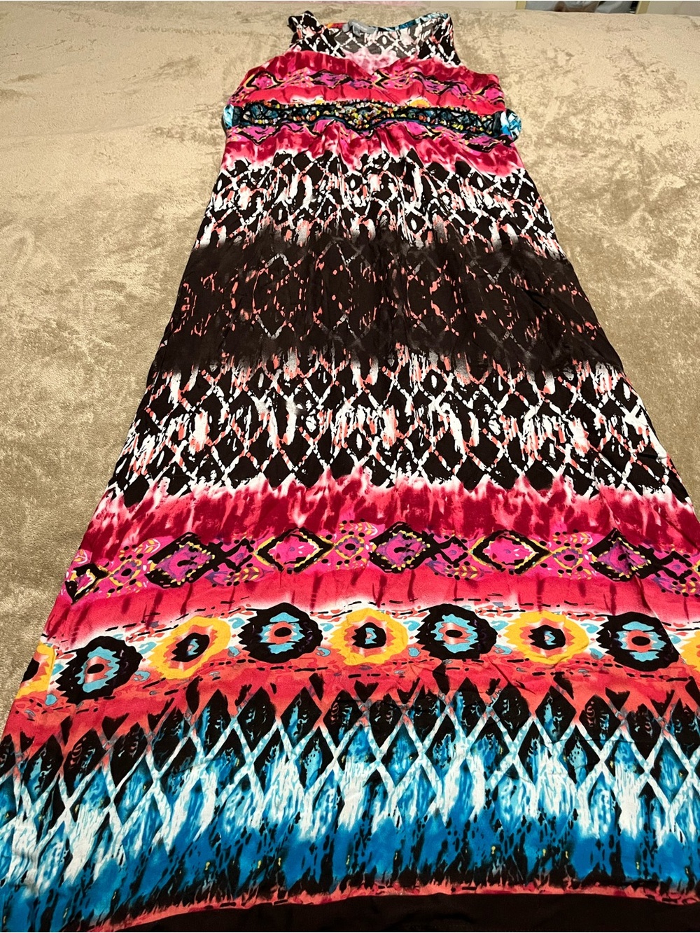 Vibrant Pink & Multi-Color Printed Maxi sundress-M